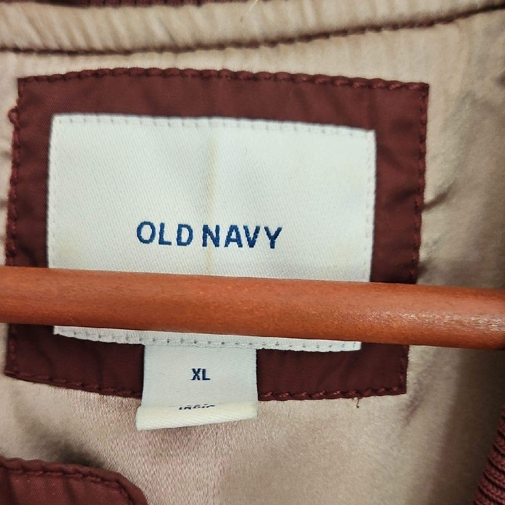 Old Navy Red Bomber Jacket with Ribbed Details - Picture 2 of 7